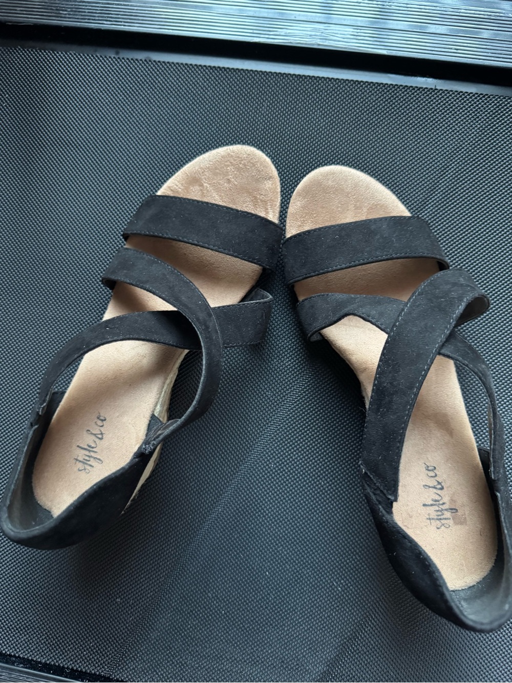 Style & Co. Black Crisscross Espadrille Wedge Sandals